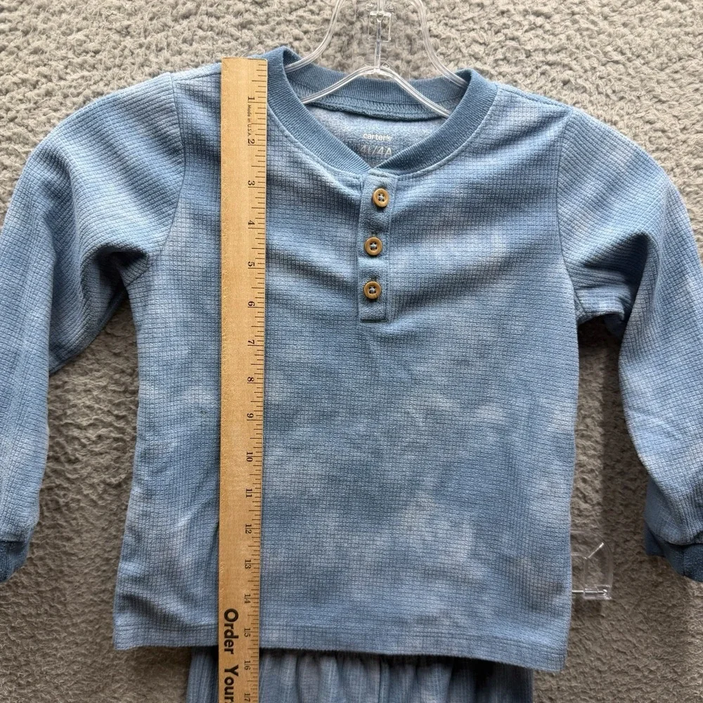 Carters Pajama Set Toddler Boy Size 4T Blue Long Sleeve & Pants PJ Set Boy Sz 4T
